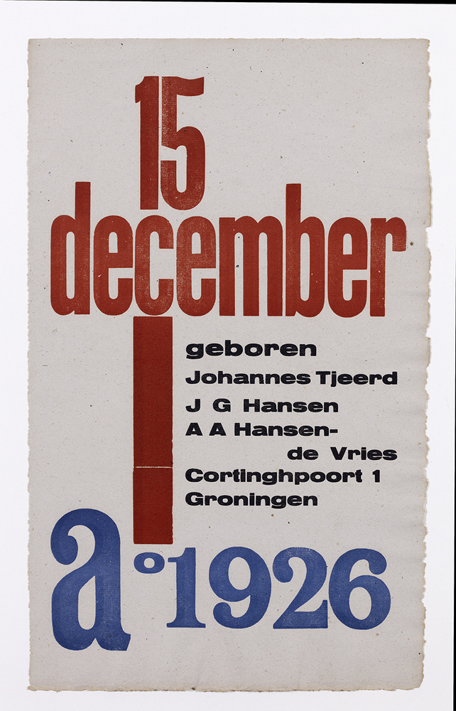 Geboortekaartje Johannes Tjeerd Hansen, 1926 (G-107)